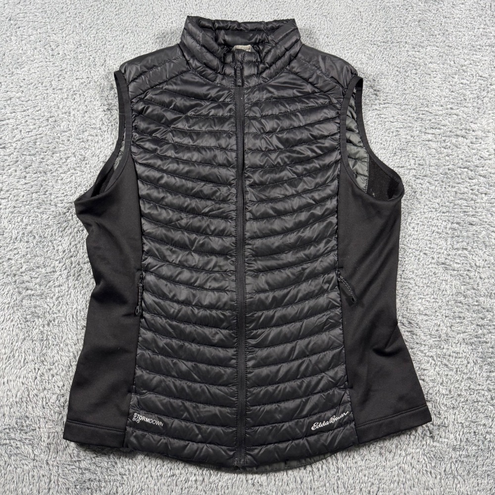 Eddie Bauer StormDown 800 Vest Womens M Black First Ascent Puffer Hybrid